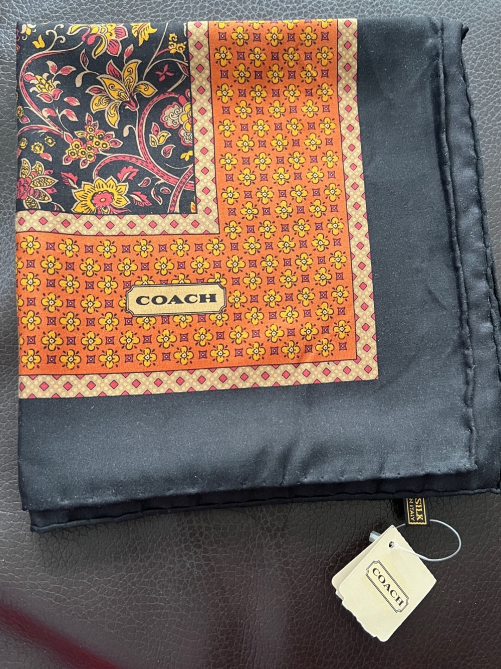 Coach Indian Flowers Silk Scarf Made in Italy